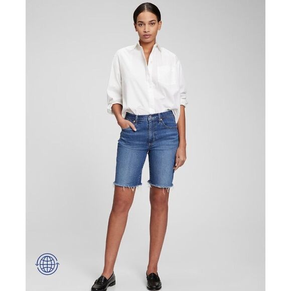 Gap 9" High Rise Denim Bermuda Shorts with Washwell Size 2/26 - Picture 1 of 10